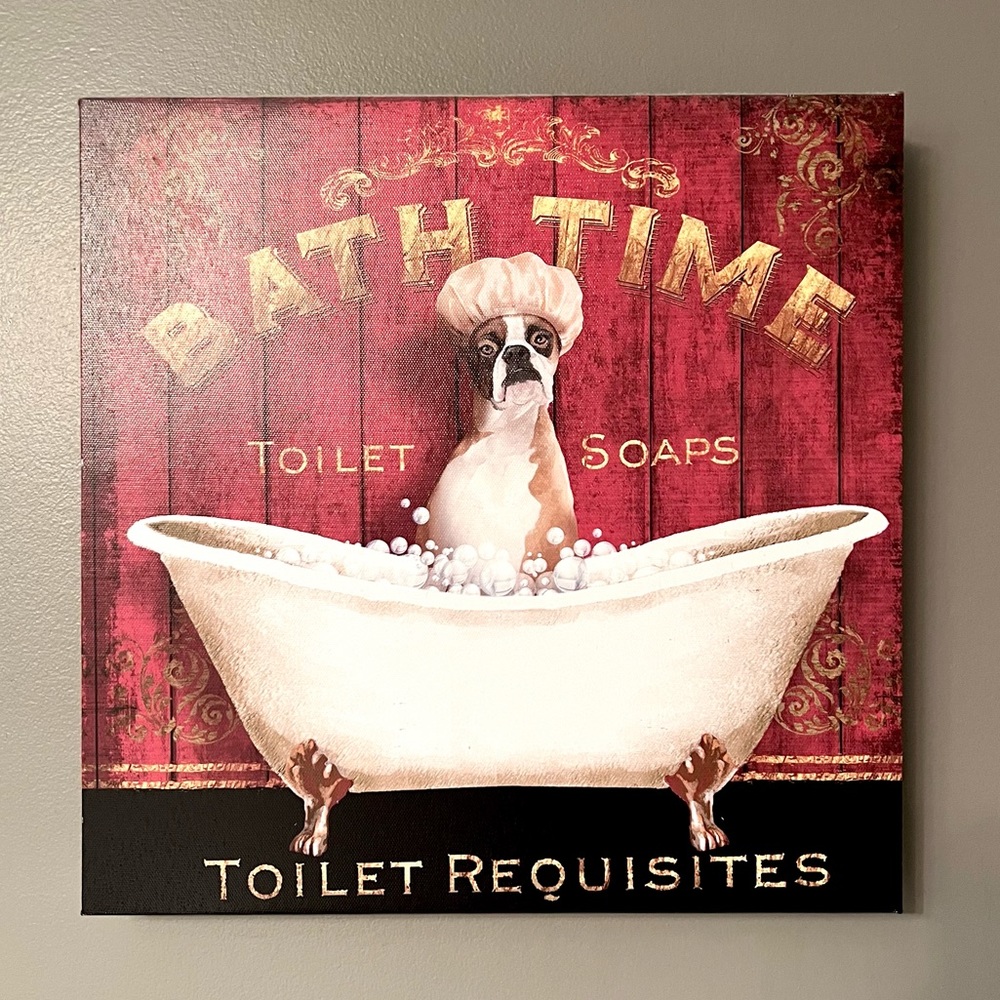 Dog In Bath Canvas Print